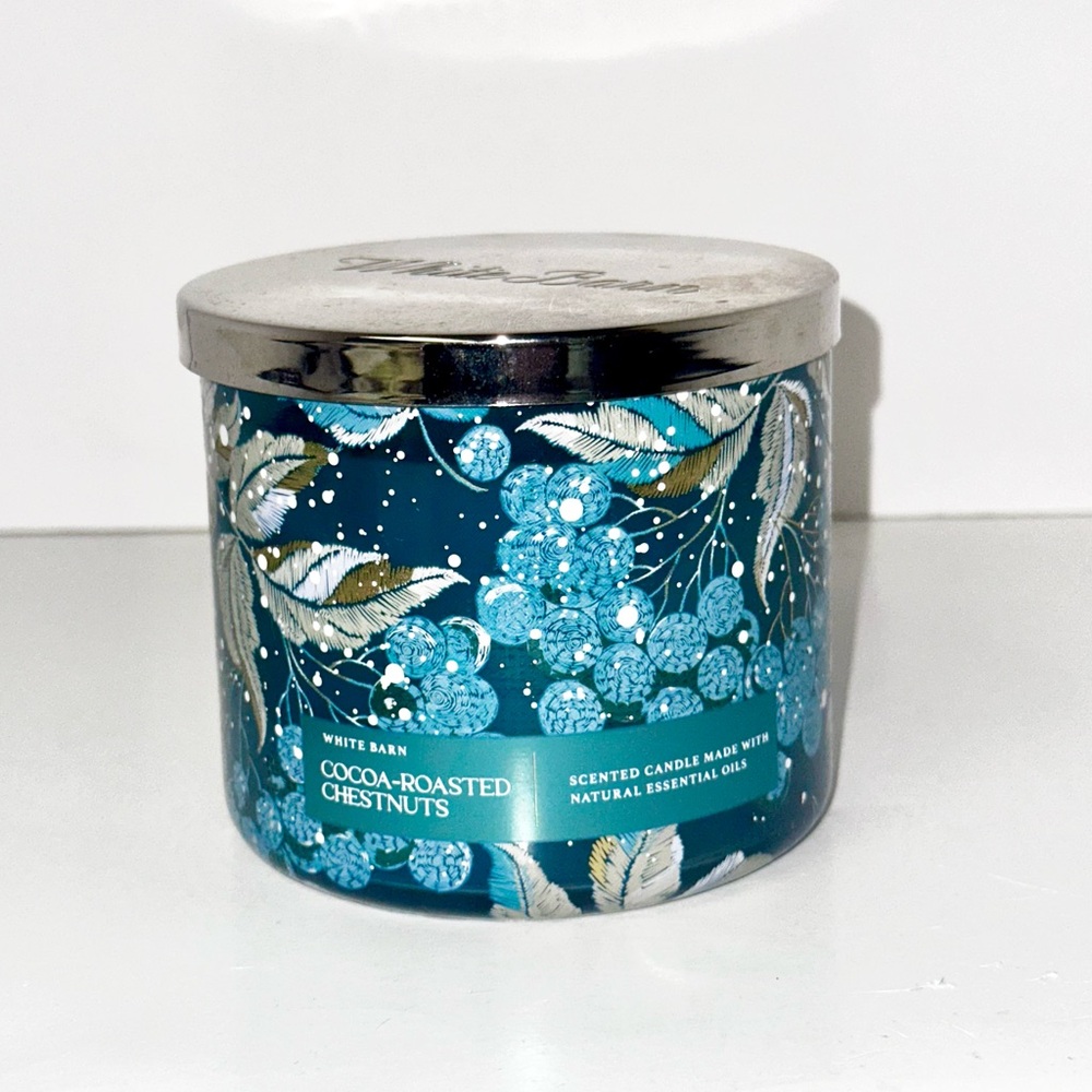 BBW Cocoa Roasted Chestnuts 3-wick candle Bath & Bodyworks White Barn scent